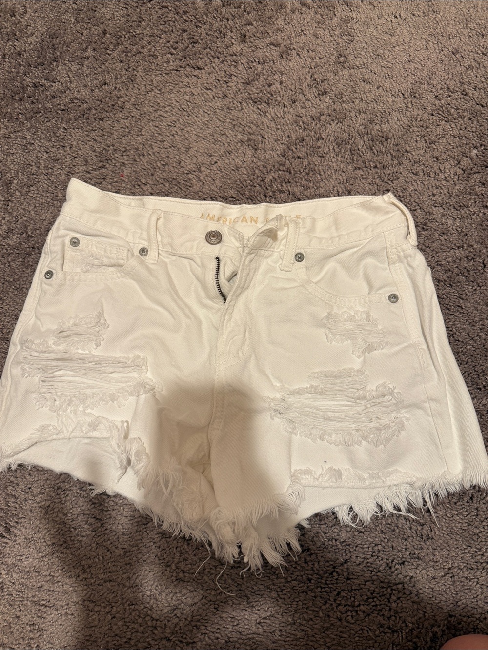American Eagle Outfitters White Distressed Cutoff Jean Shorts